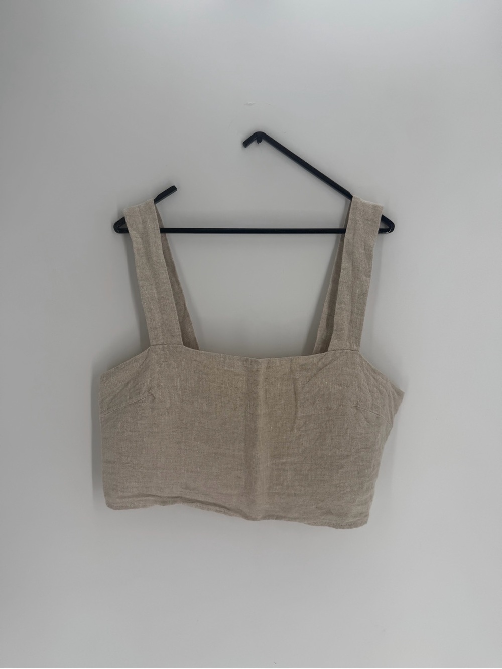 Reformation Olivia 100% Linen Cropped Square Neck Top